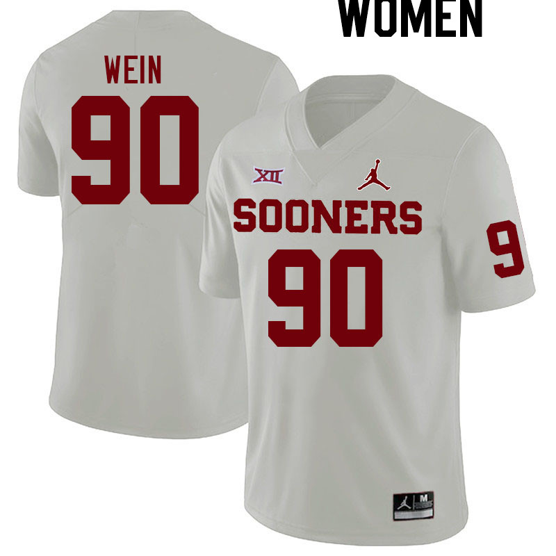 Women #90 Taylor Wein Oklahoma Sooners College Football Jerseys Stitched Sale-White